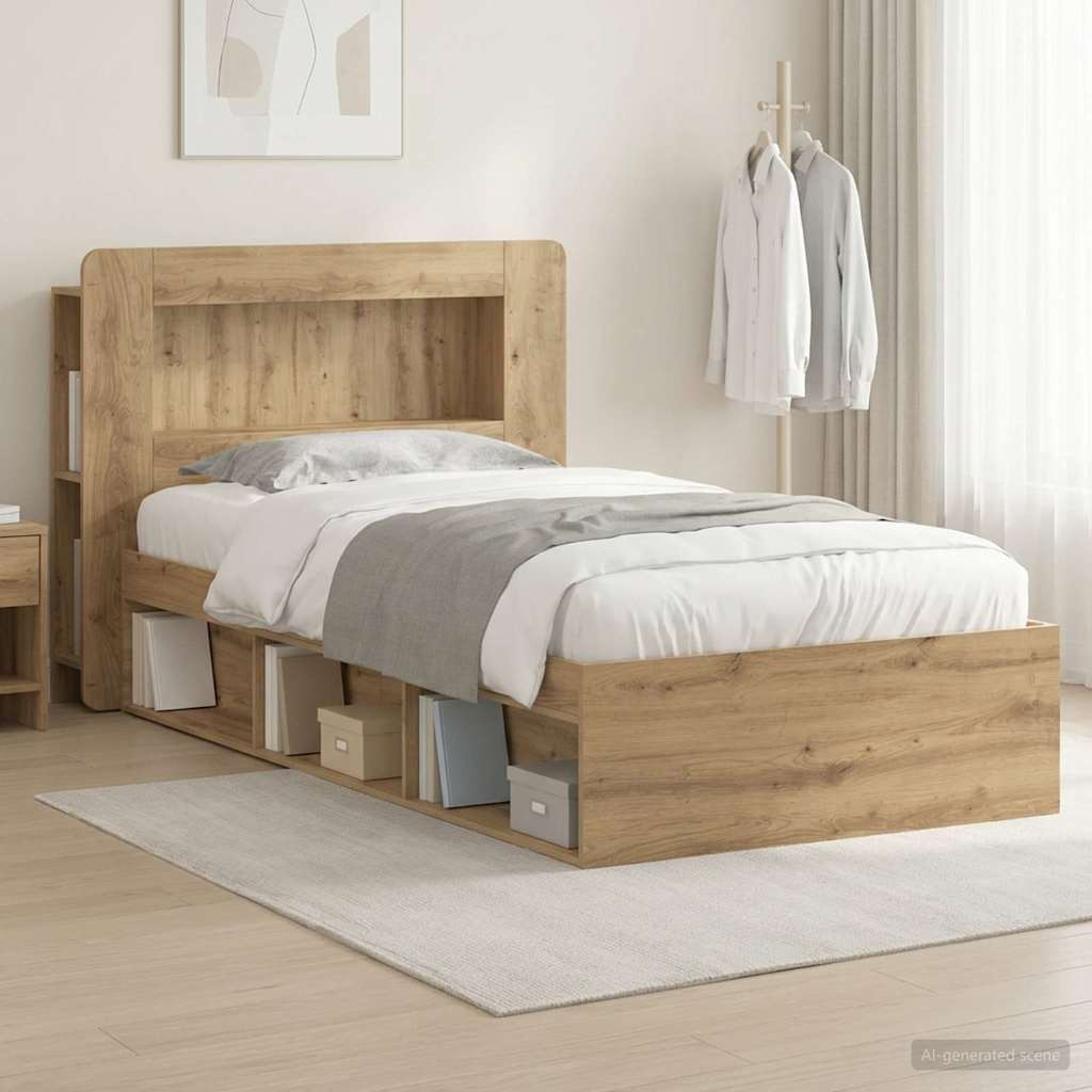 Sengeramme med oppbevaring Artisan eik 90 x 190 cm