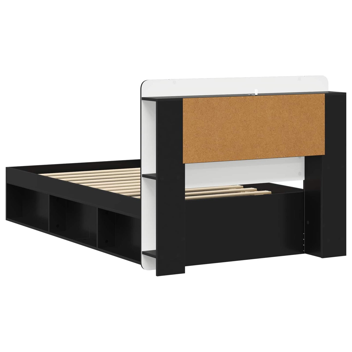 Sengeramme med oppbevaring Svart 90 x 190 cm Konstruert tre