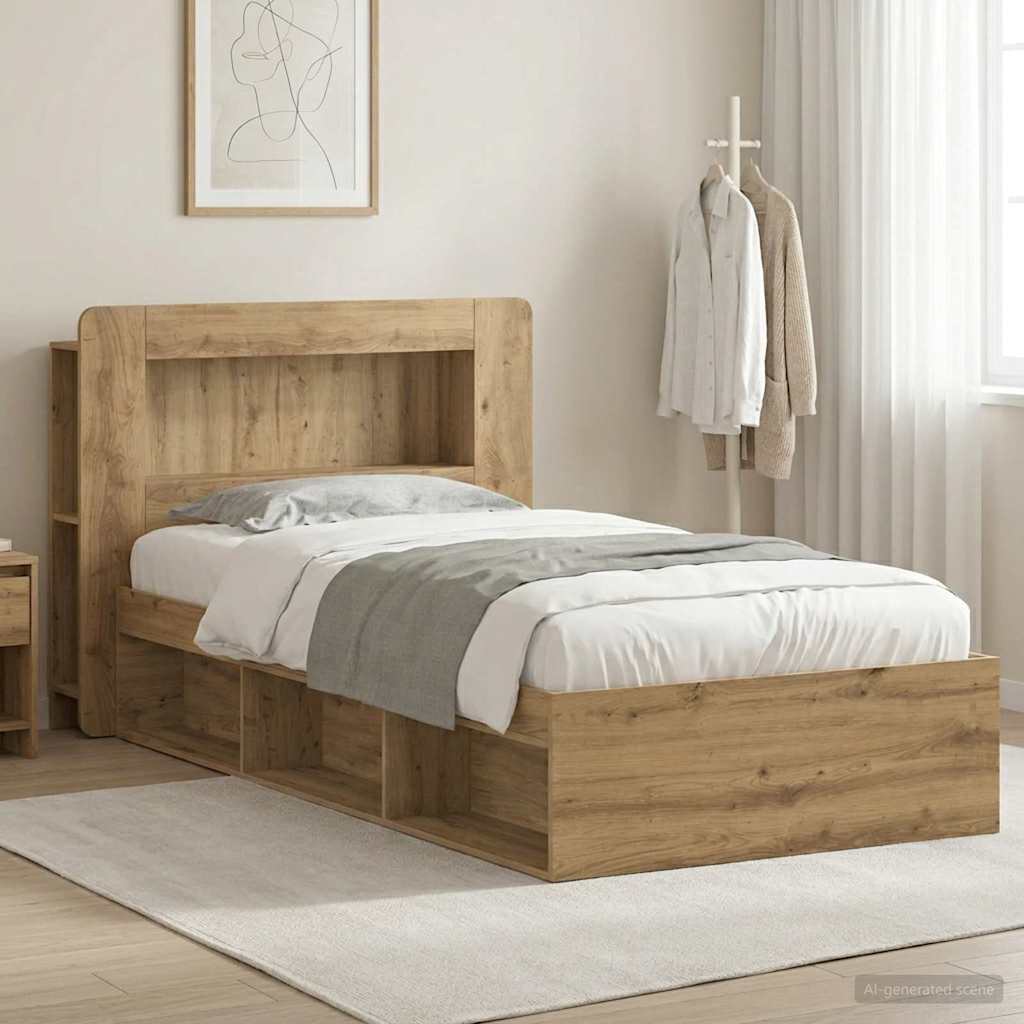 Sengeramme med oppbevaring Artisan eik 100 x 200 cm