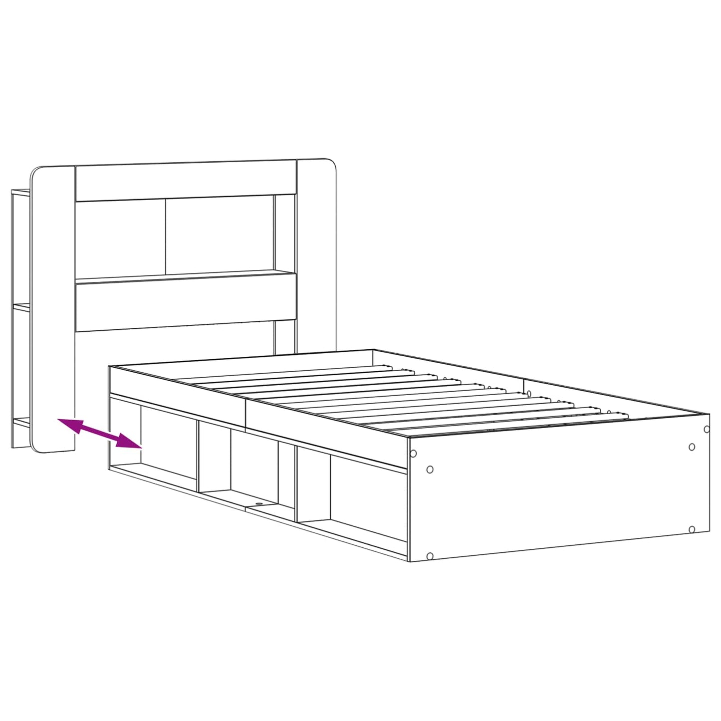Sengeramme med oppbevaring Gammelt tre 90 x 200 cm