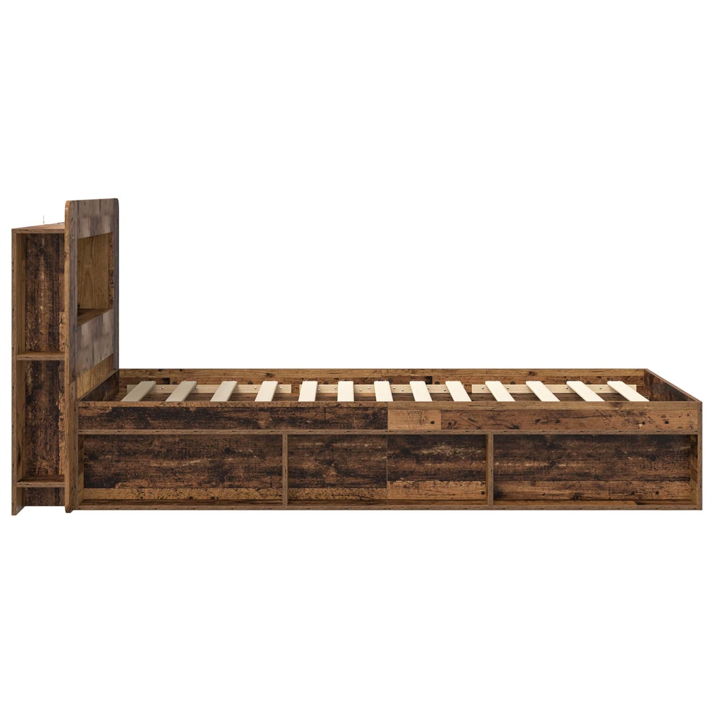 Sengeramme med oppbevaring Gammelt tre 90 x 200 cm