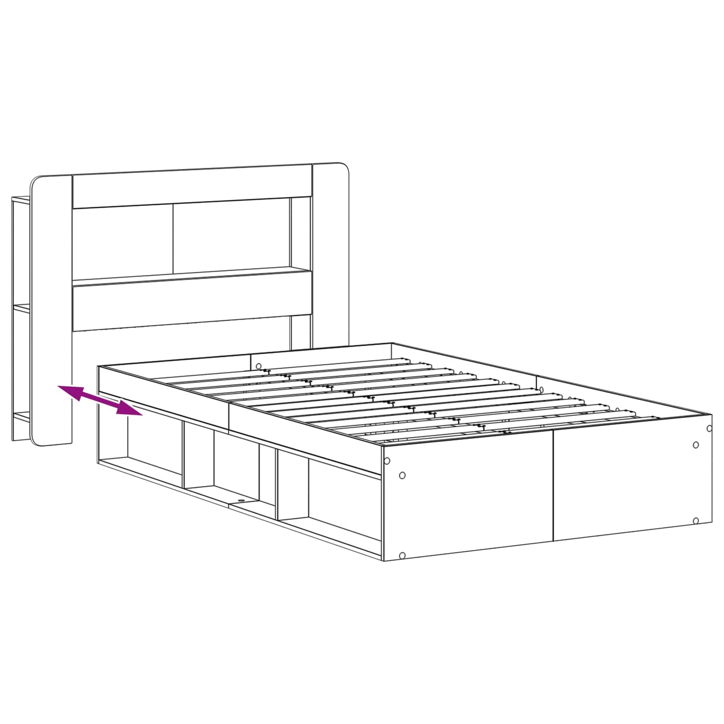 Sengeramme med oppbevaring Gammelt tre 120 x 190 cm