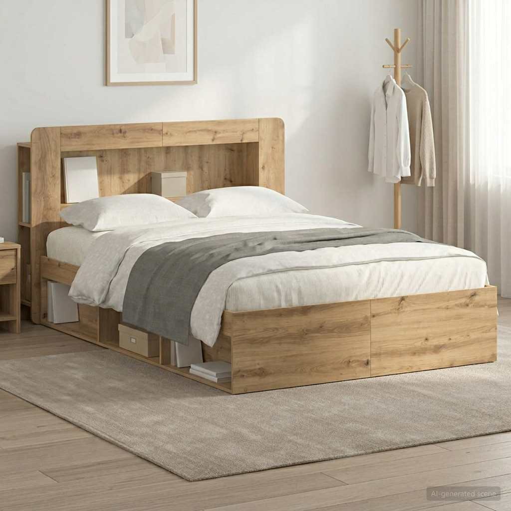 Sengeramme med oppbevaring Artisan eik 140 x 190 cm