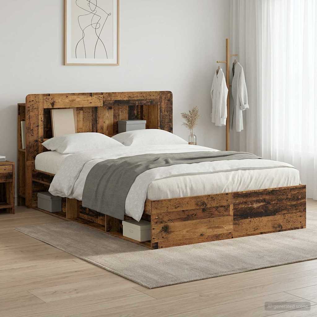Sengeramme med oppbevaring Gammelt tre 140 x 190 cm