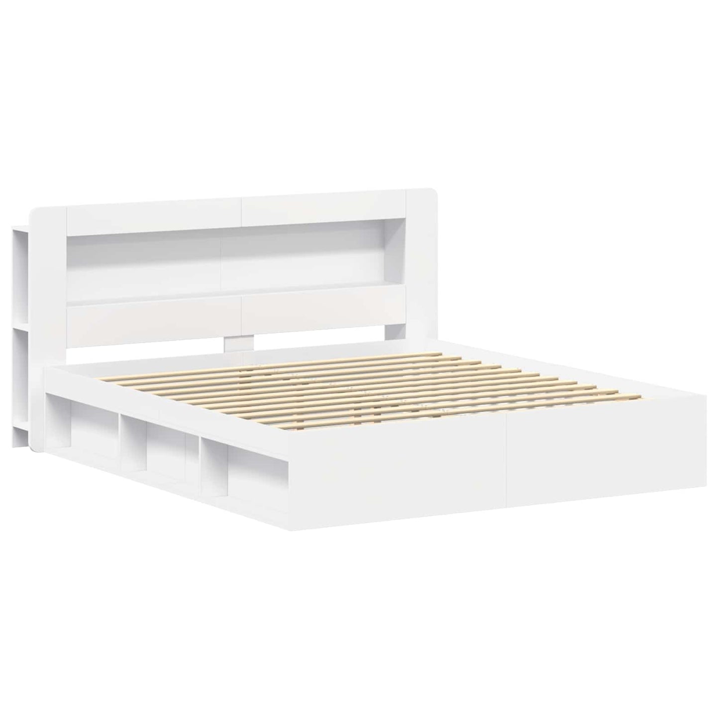 Sengeramme med oppbevaring Hvit 180 x 200 cm Konstruert tre