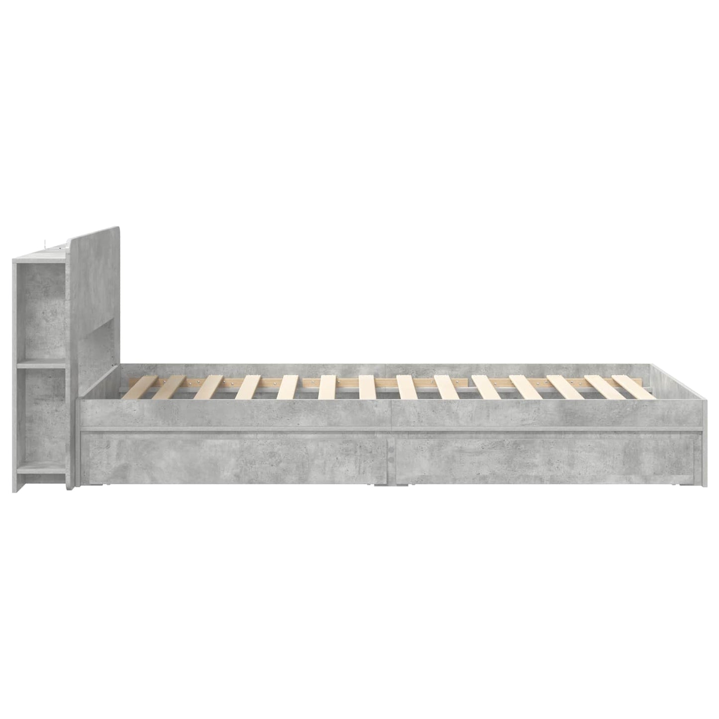 Sengeramme med oppbevaring Betonggrå 75 x 190 cm Konstruert tre