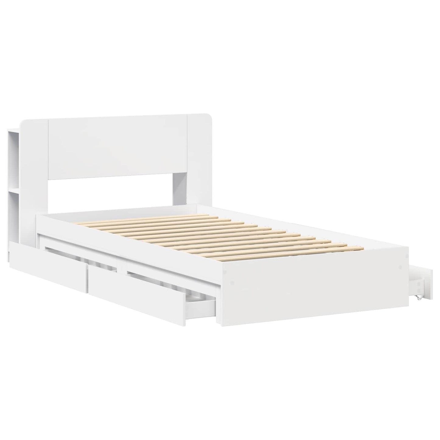 Sengeramme med oppbevaring Hvit 75 x 190 cm Konstruert tre