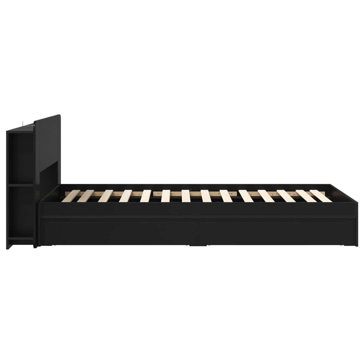 Sengeramme med oppbevaring Svart 90 x 190 cm Konstruert tre