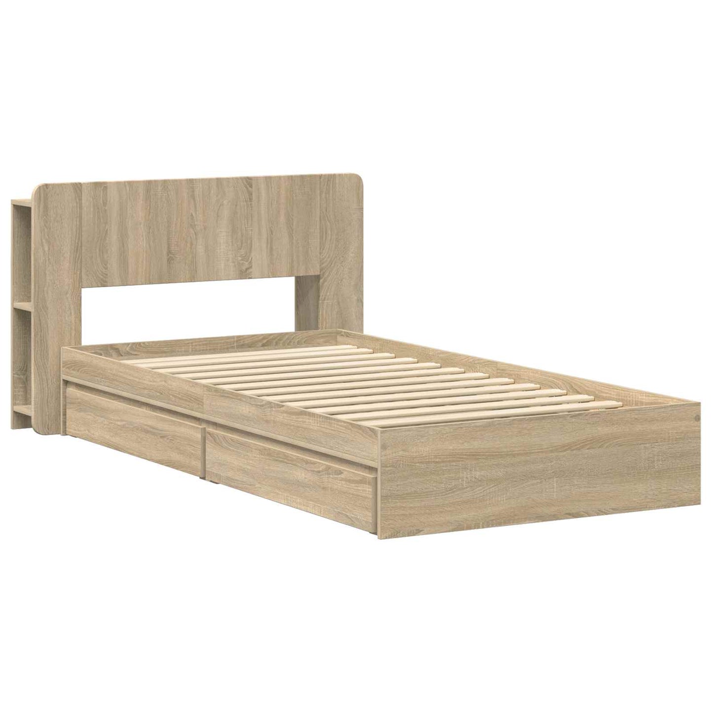 Sengeramme med oppbevaring med skuff Sonoma eik 90 x 190 cm
