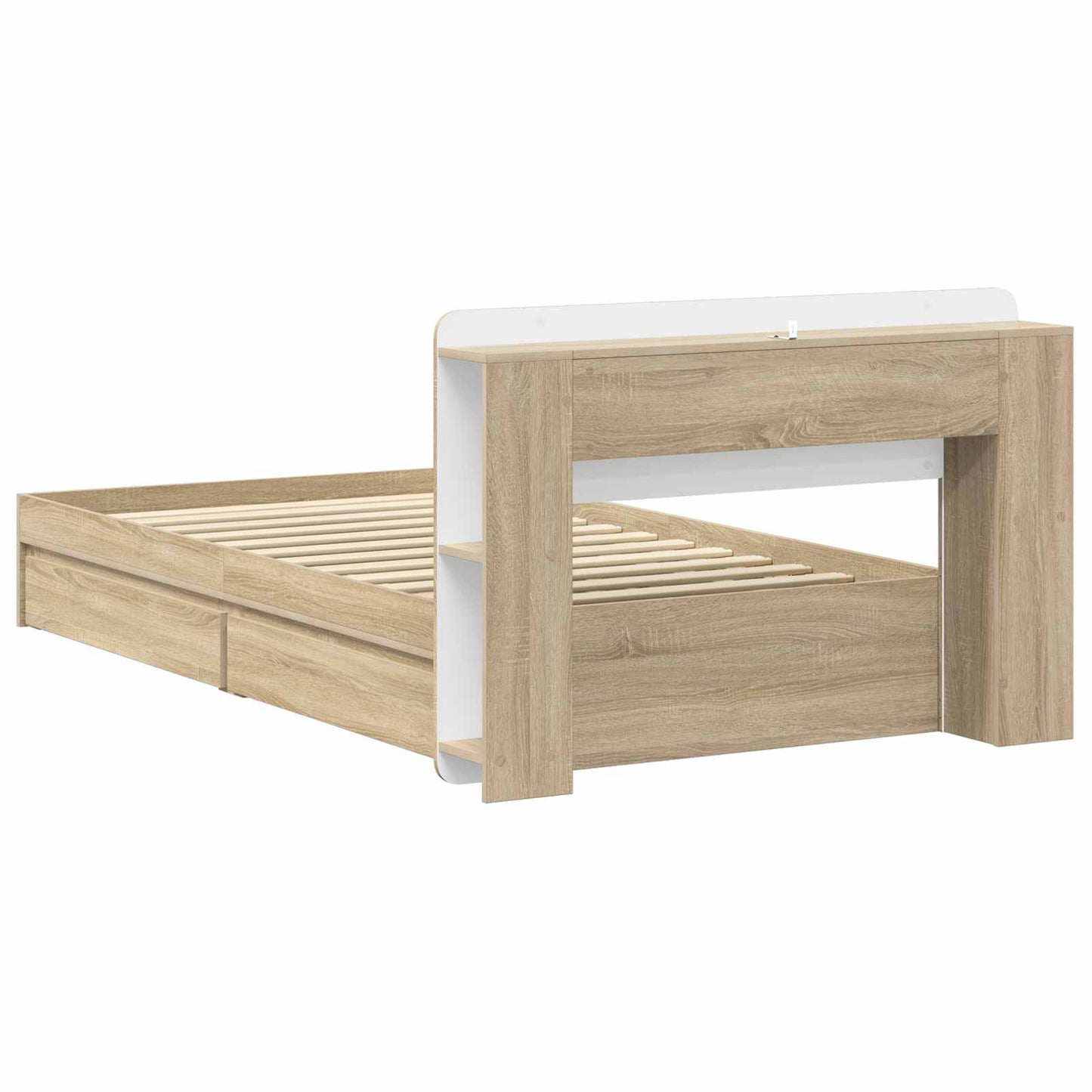 Sengeramme med oppbevaring med skuff Sonoma eik 90 x 190 cm