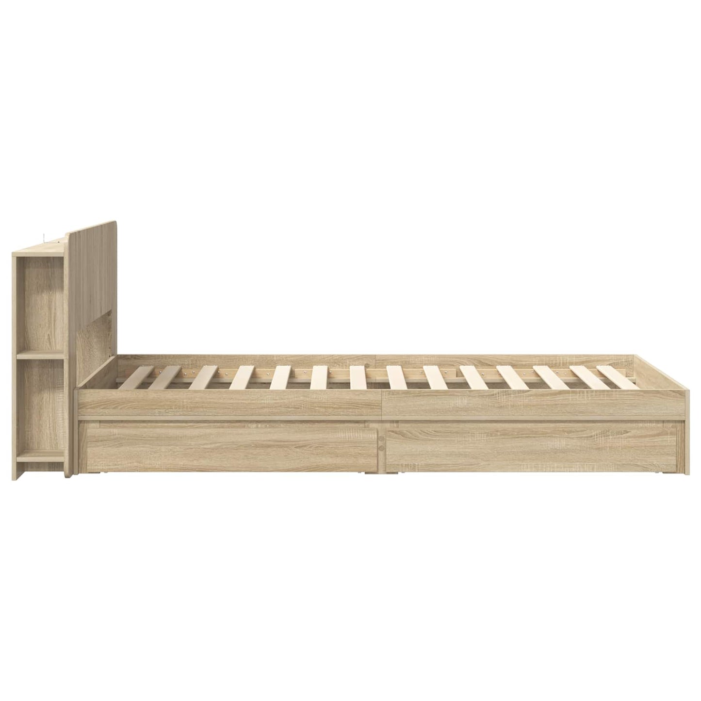 Sengeramme med oppbevaring med skuff Sonoma eik 90 x 190 cm