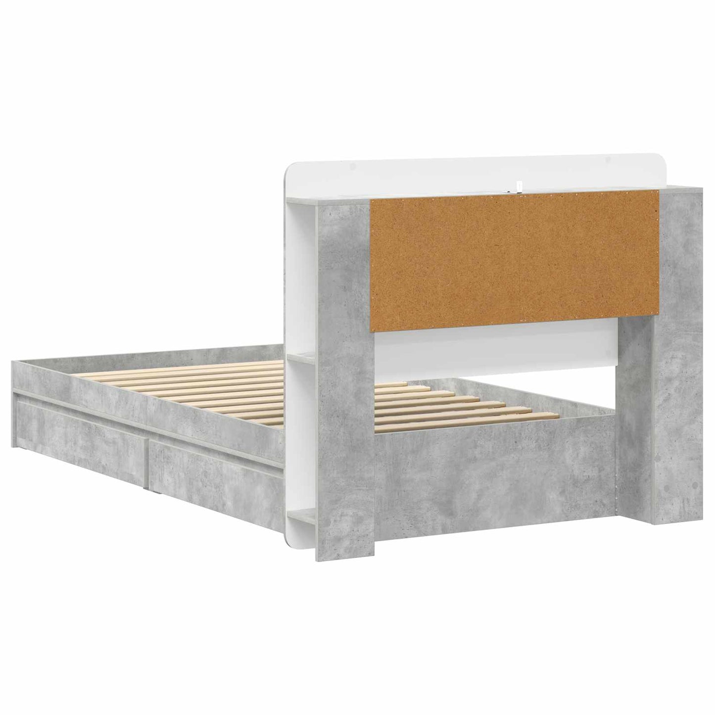 Sengeramme med oppbevaring Betonggrå 75 x 190 cm Konstruert tre