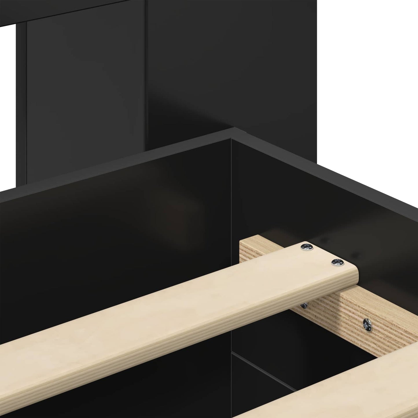 Sengeramme med oppbevaring Svart 90 x 190 cm Konstruert tre