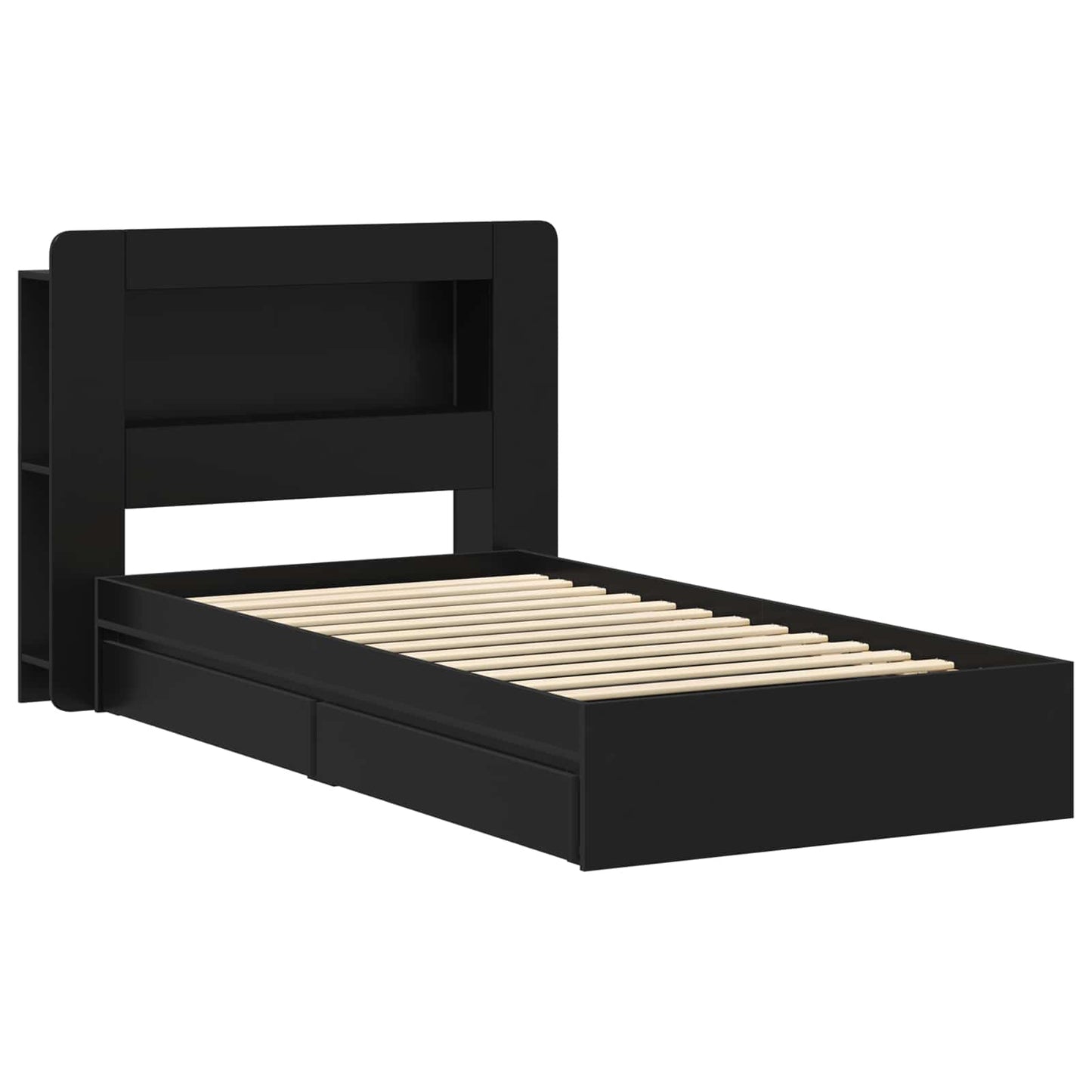 Sengeramme med oppbevaring Svart 90 x 190 cm Konstruert tre