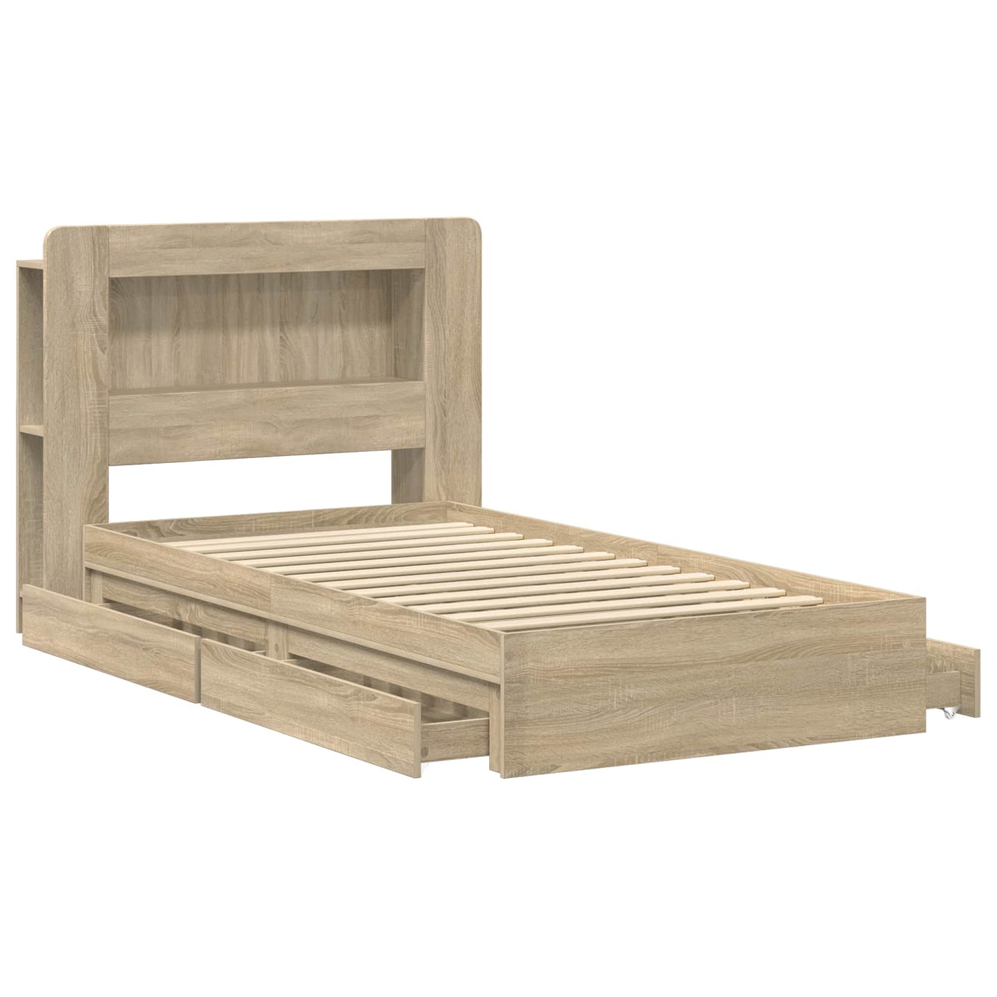 Sengeramme med oppbevaring med skuff Sonoma eik 100 x 200 cm