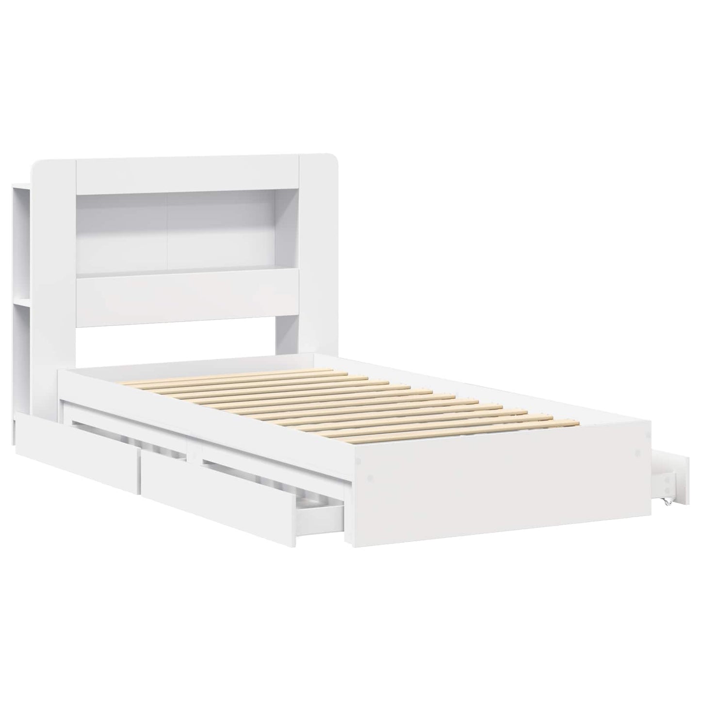 Sengeramme med oppbevaring Hvit 90 x 200 cm Konstruert tre