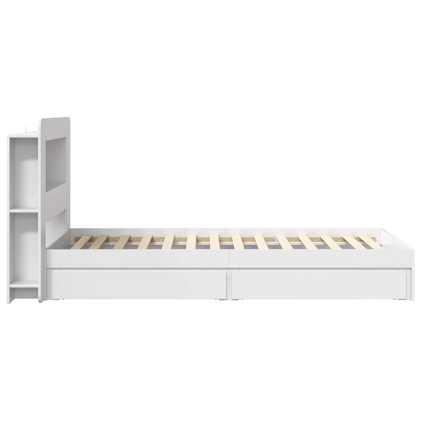 Sengeramme med oppbevaring Hvit 90 x 200 cm Konstruert tre