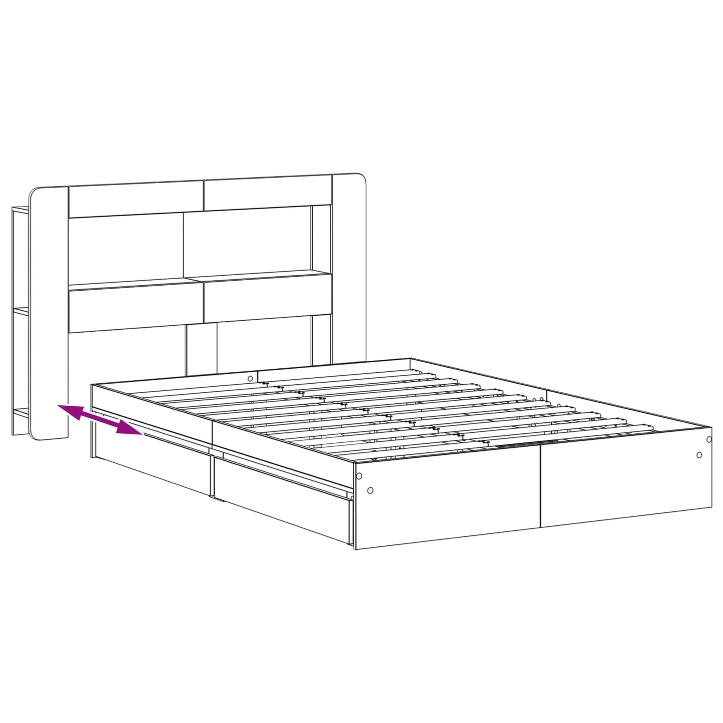 Sengeramme med oppbevaring med skuff Sonoma eik 150 x 200 cm