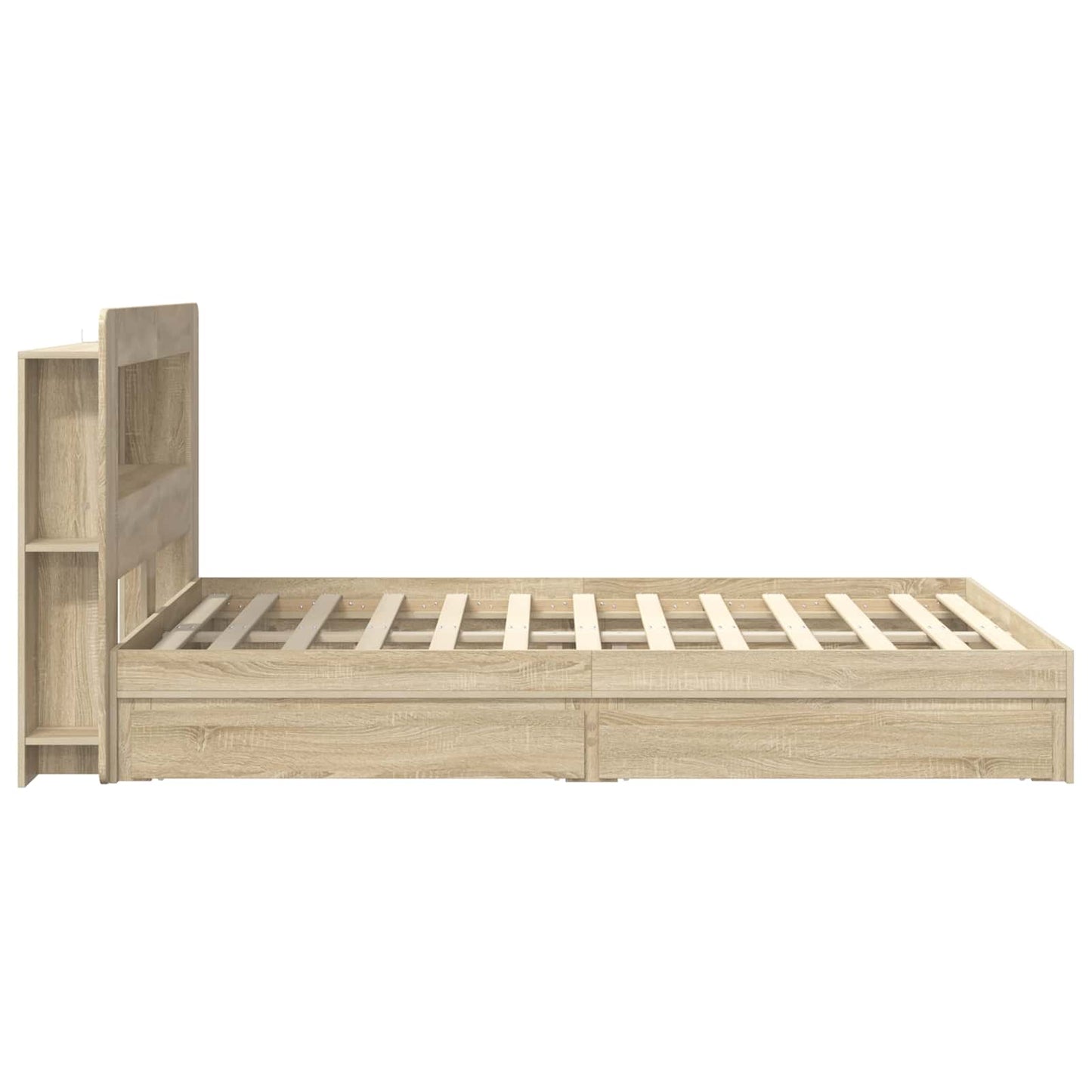 Sengeramme med oppbevaring med skuff Sonoma eik 150 x 200 cm