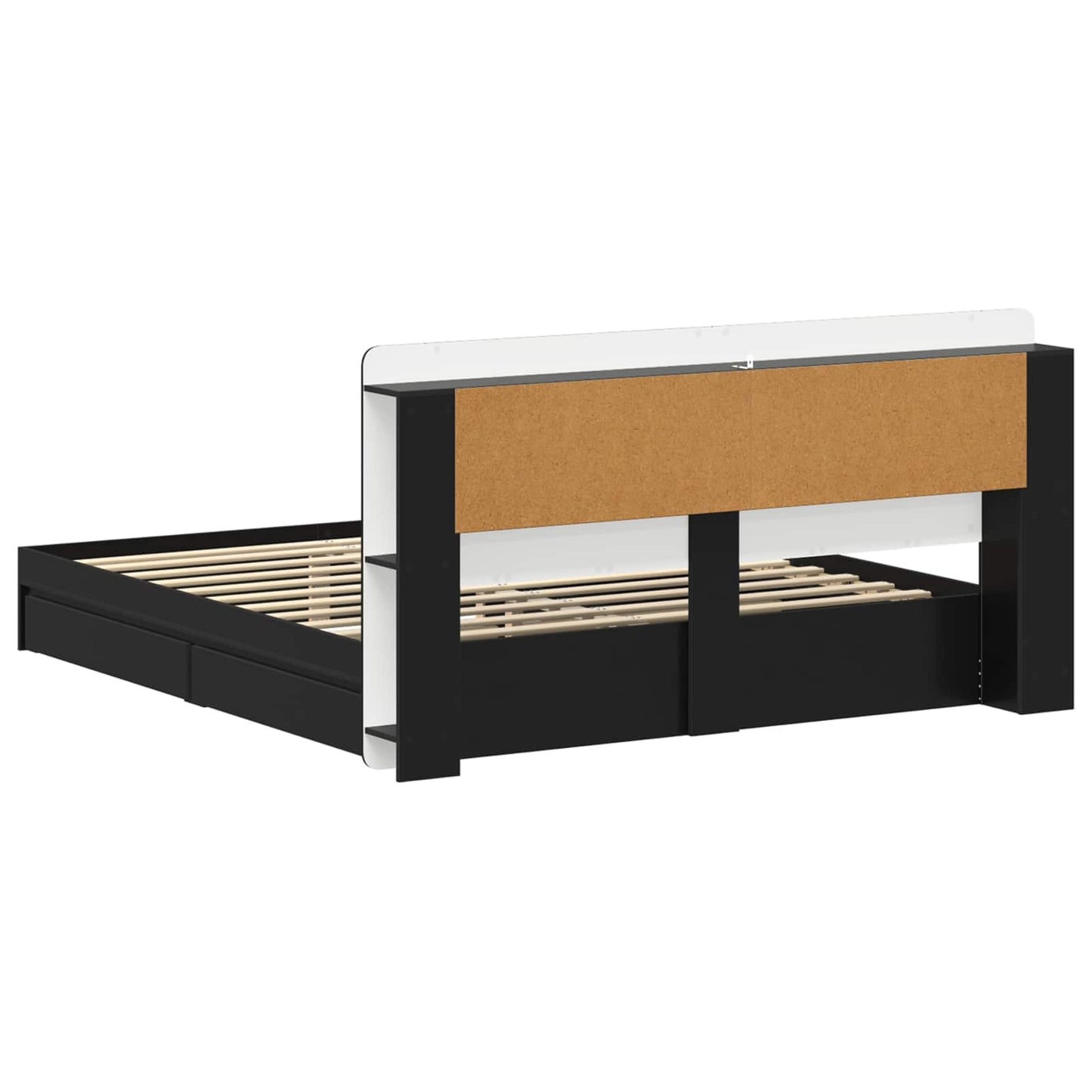 Sengeramme med oppbevaring Svart 200 x 200 cm Konstruert tre