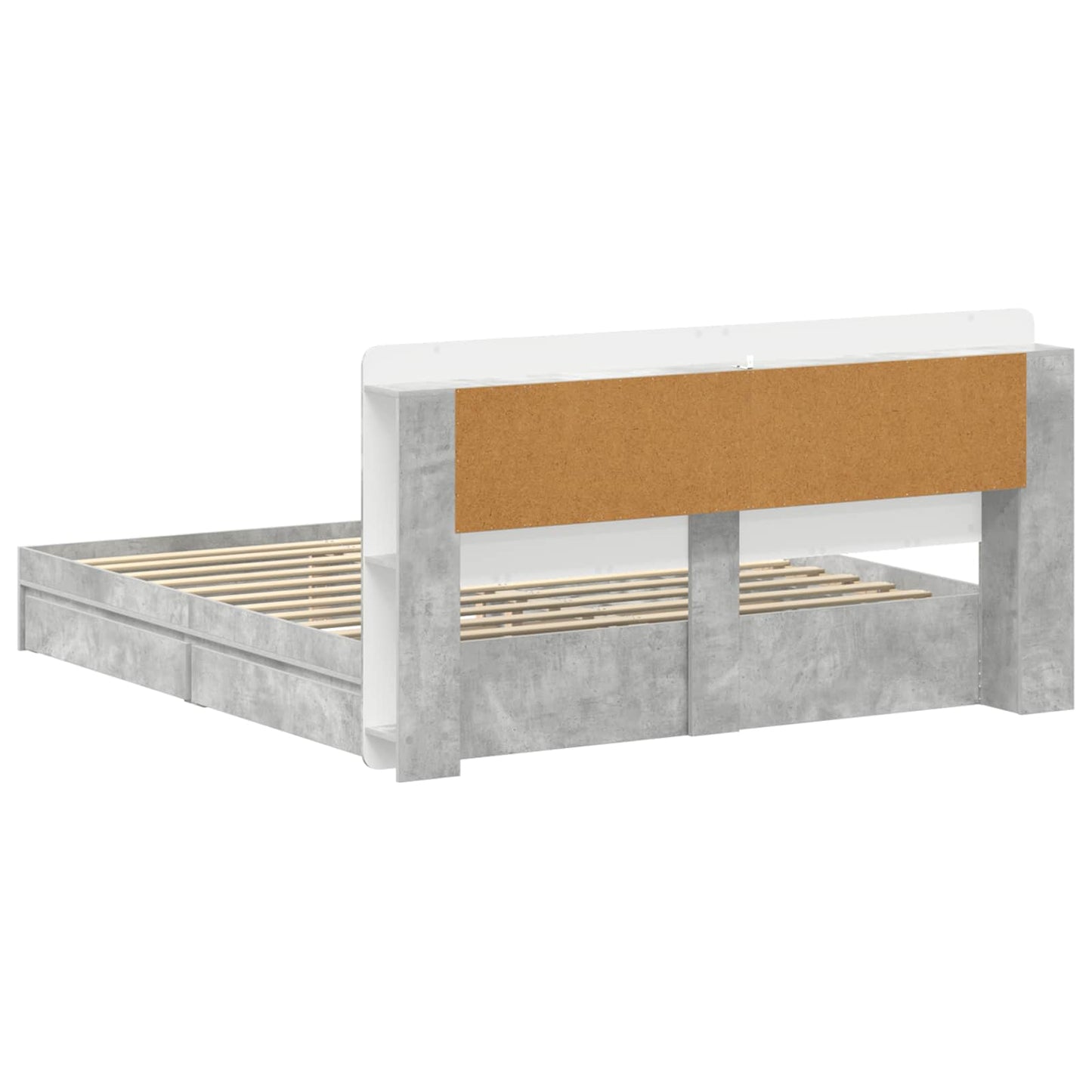 Sengeramme med oppbevaring med skuff Betonggrå 200 x 200 cm