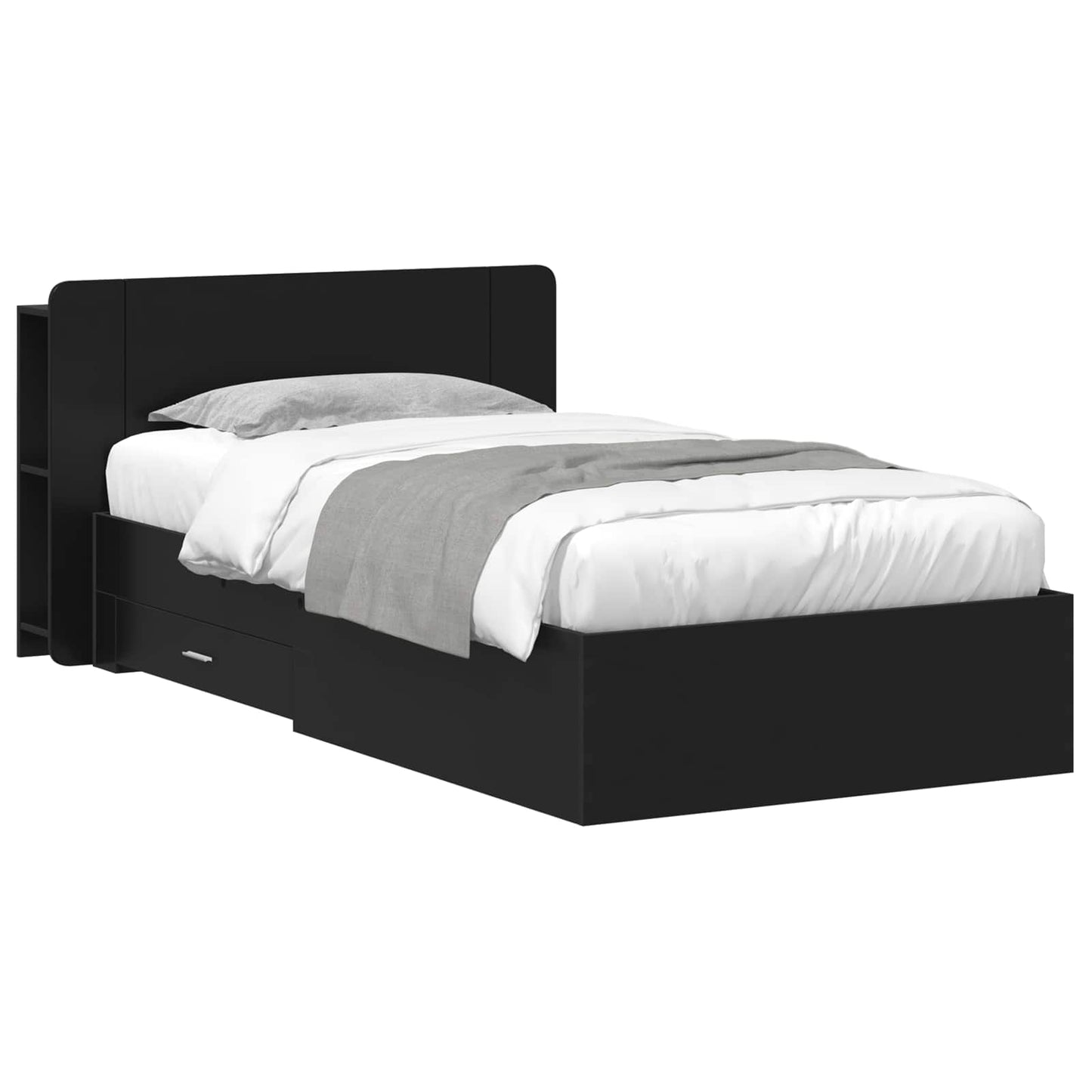 Sengeramme med oppbevaring Svart 75 x 190 cm Konstruert tre