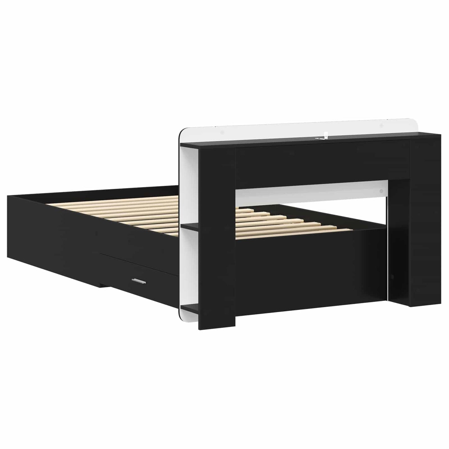 Sengeramme med oppbevaring Svart 75 x 190 cm Konstruert tre