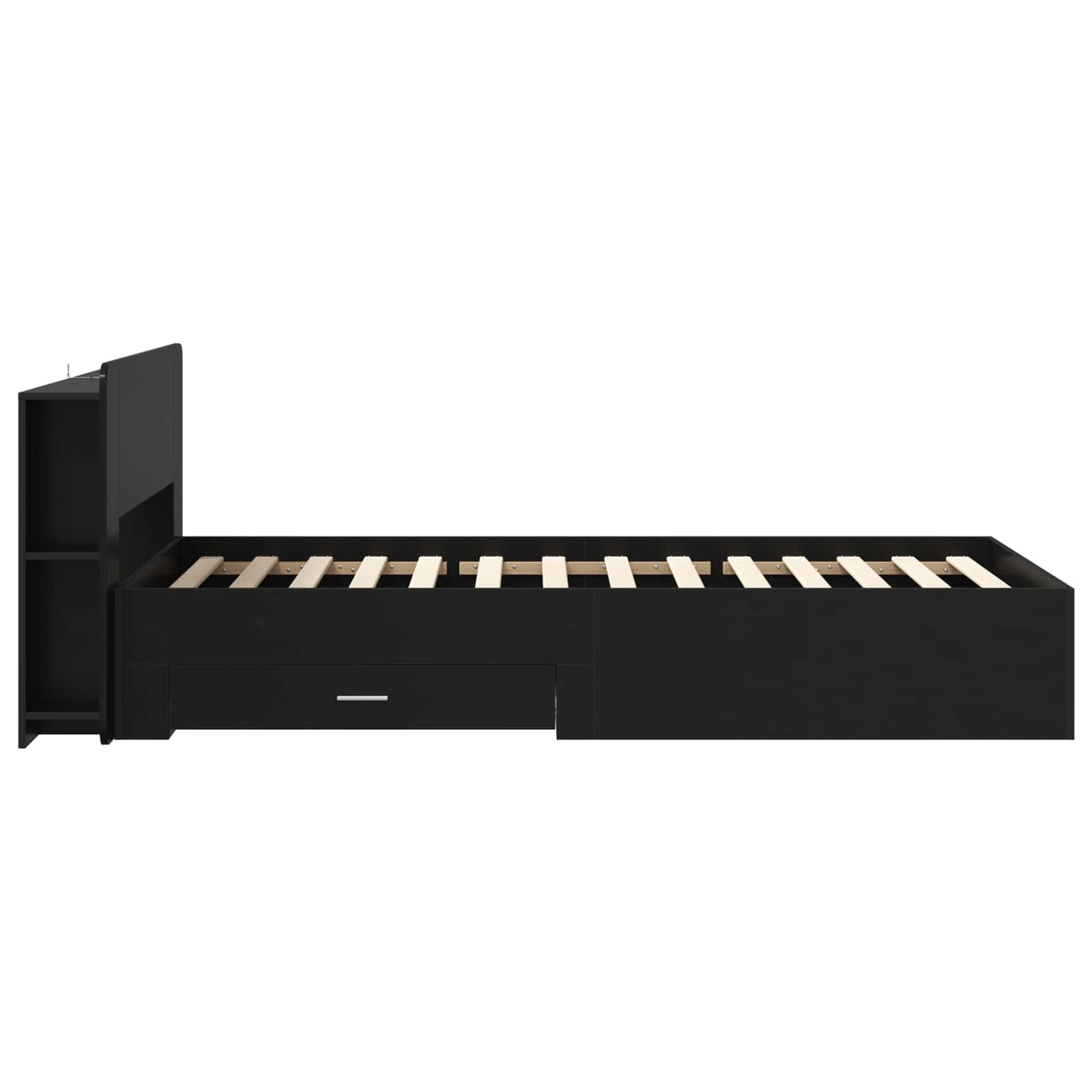 Sengeramme med oppbevaring Svart 75 x 190 cm Konstruert tre