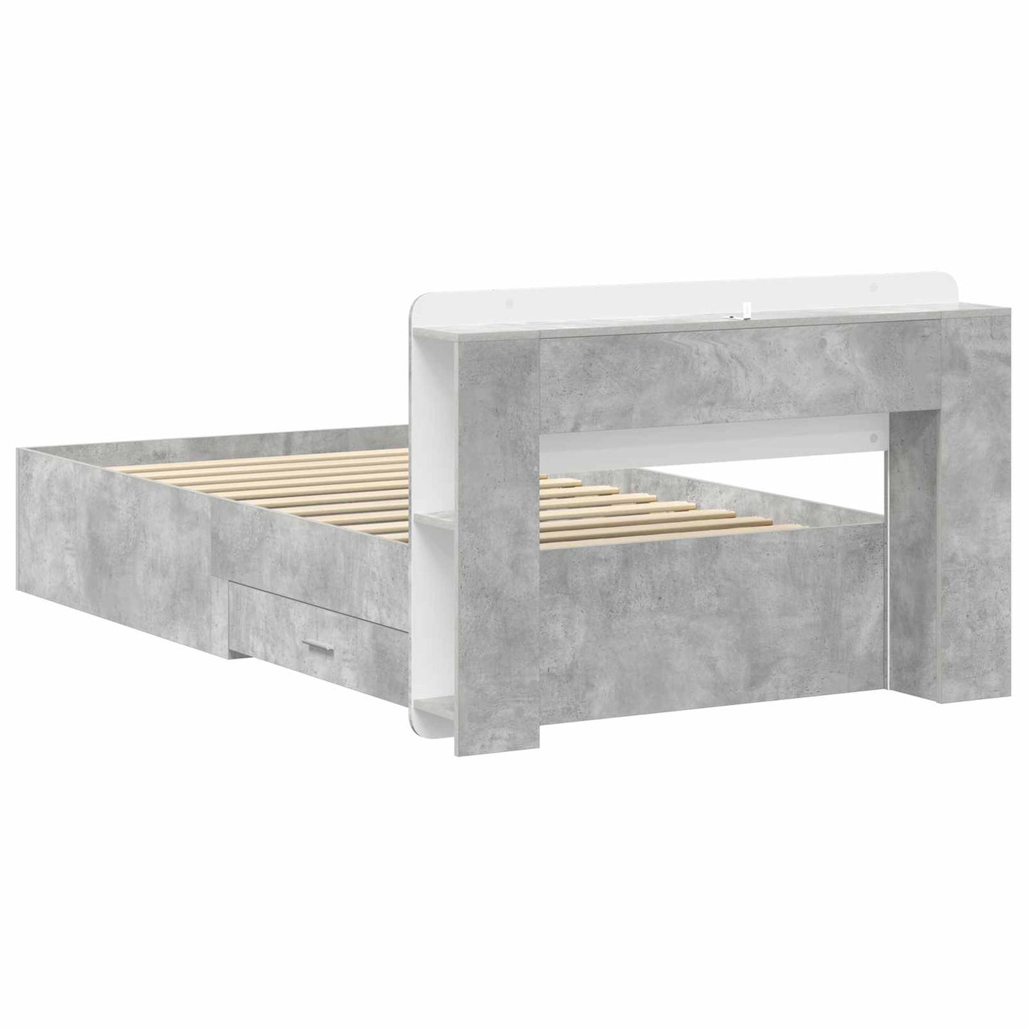 Sengeramme med oppbevaring Betonggrå 80 x 200 cm Konstruert tre