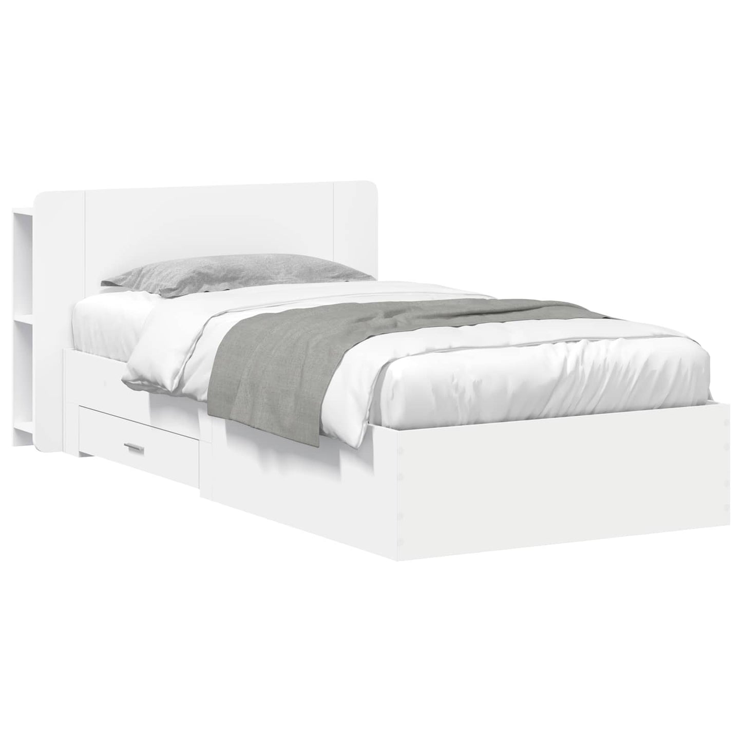Sengeramme med oppbevaring Hvit 80 x 200 cm Konstruert tre