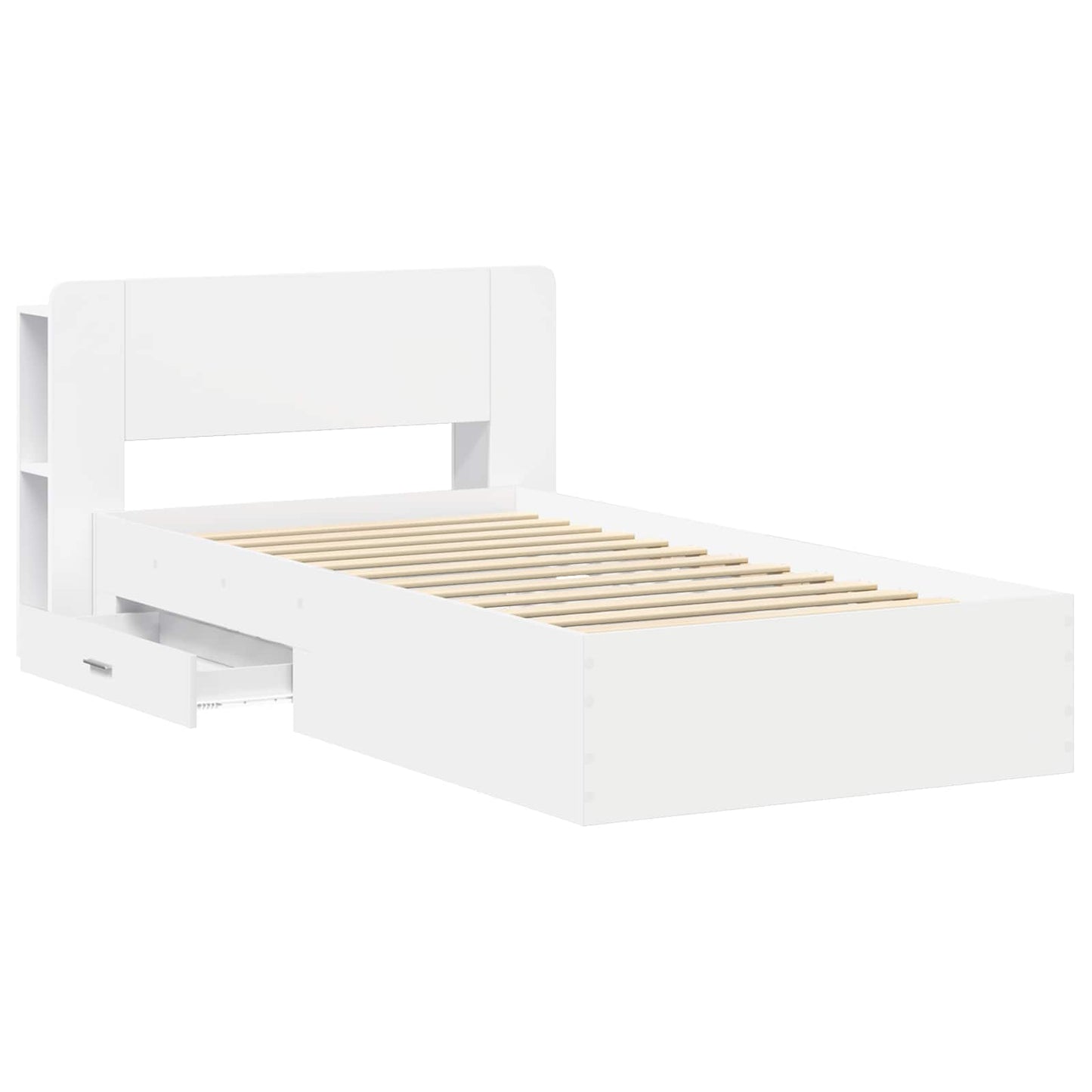 Sengeramme med oppbevaring Hvit 80 x 200 cm Konstruert tre