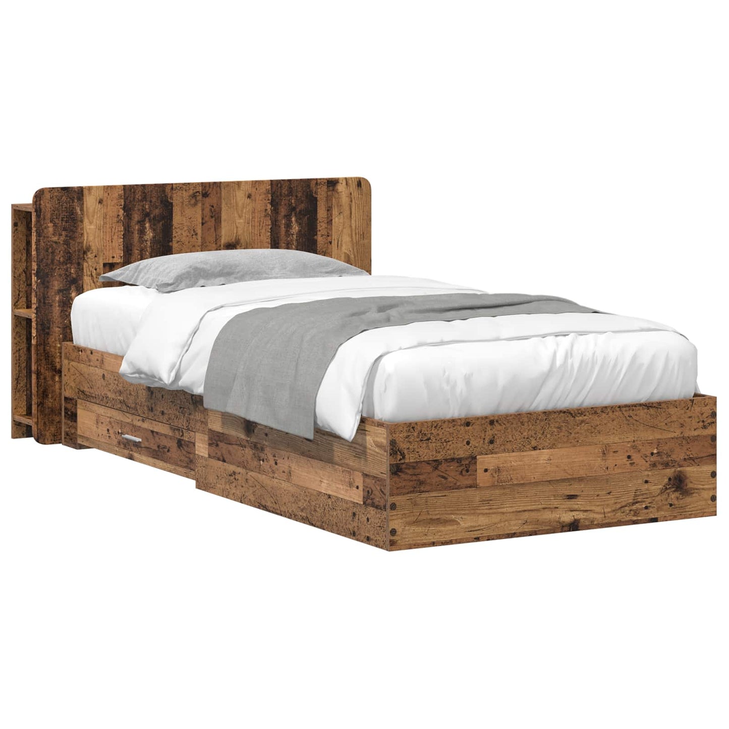 Sengeramme med oppbevaring Gammelt tre 90 x 190 cm
