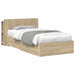 Sengeramme med oppbevaring Sonoma eik 90 x 190 cm