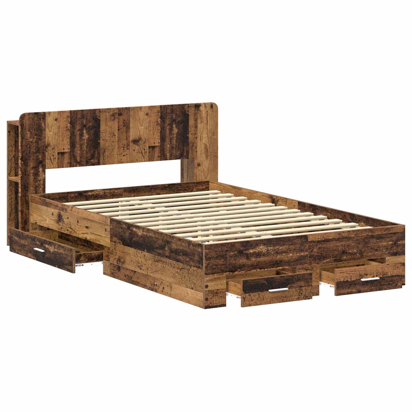 Sengeramme med oppbevaring Gammelt tre 120 x 190 cm