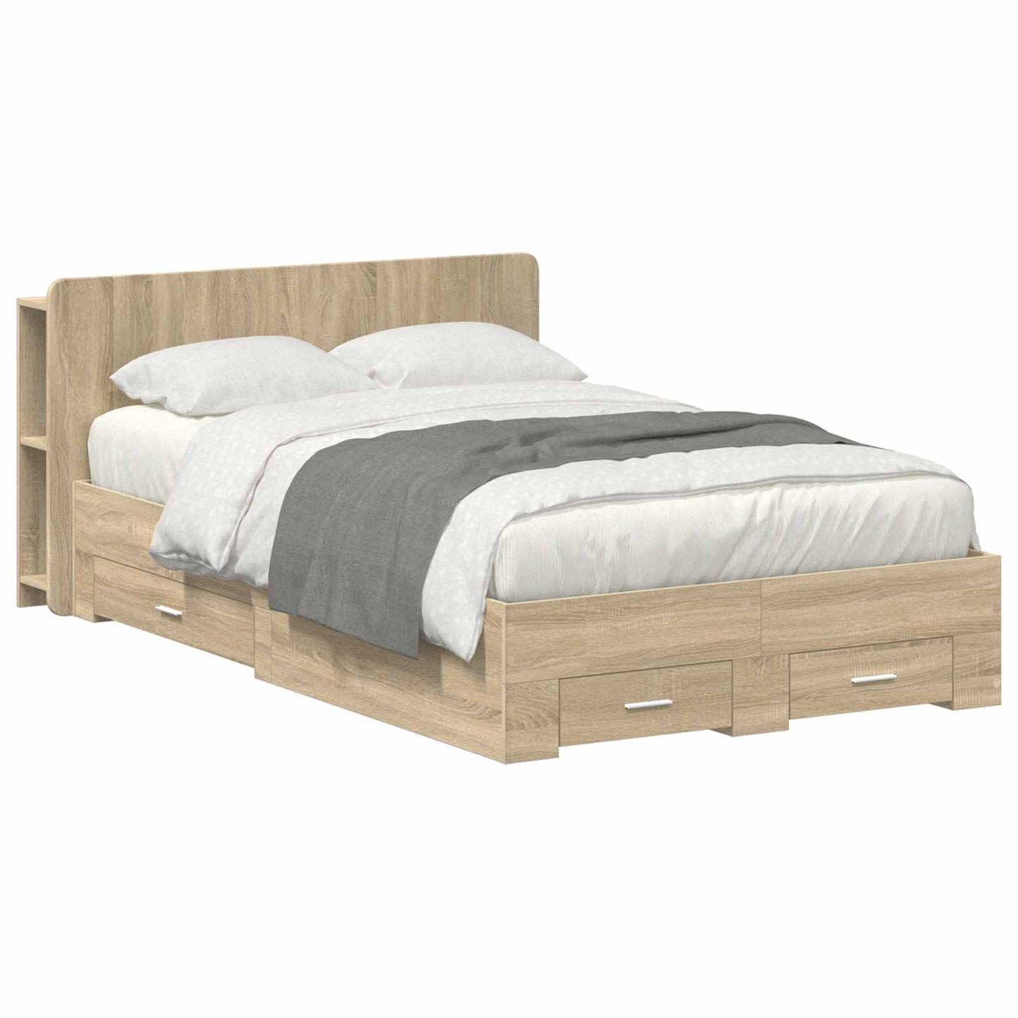 Sengeramme med oppbevaring Sonoma eik 120 x 200 cm