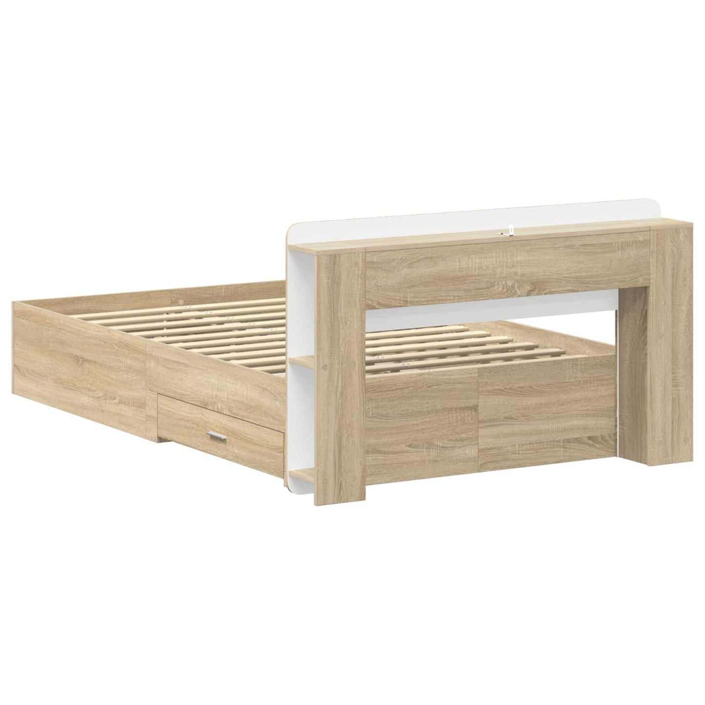Sengeramme med oppbevaring Sonoma eik 120 x 200 cm