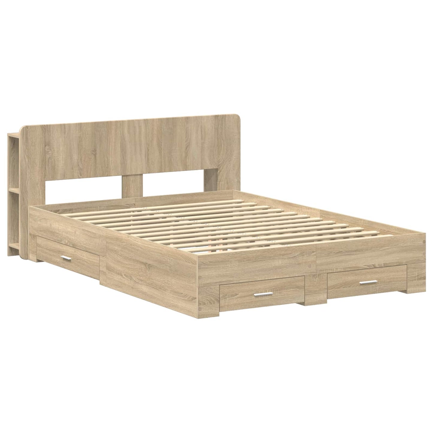 Sengeramme med oppbevaring Sonoma eik 150 x 200 cm