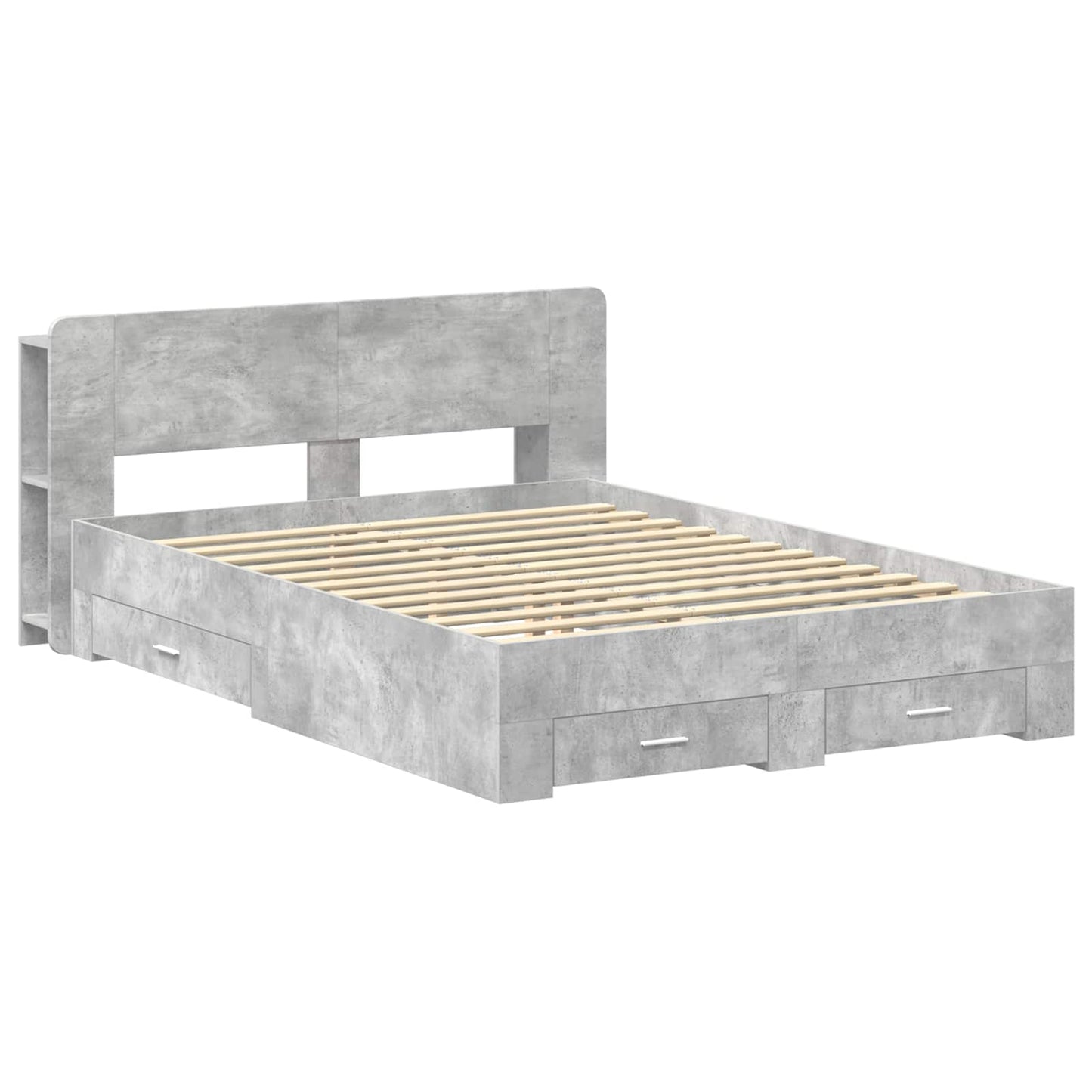 Sengeramme med oppbevaring Betonggrå 160 x 200 cm