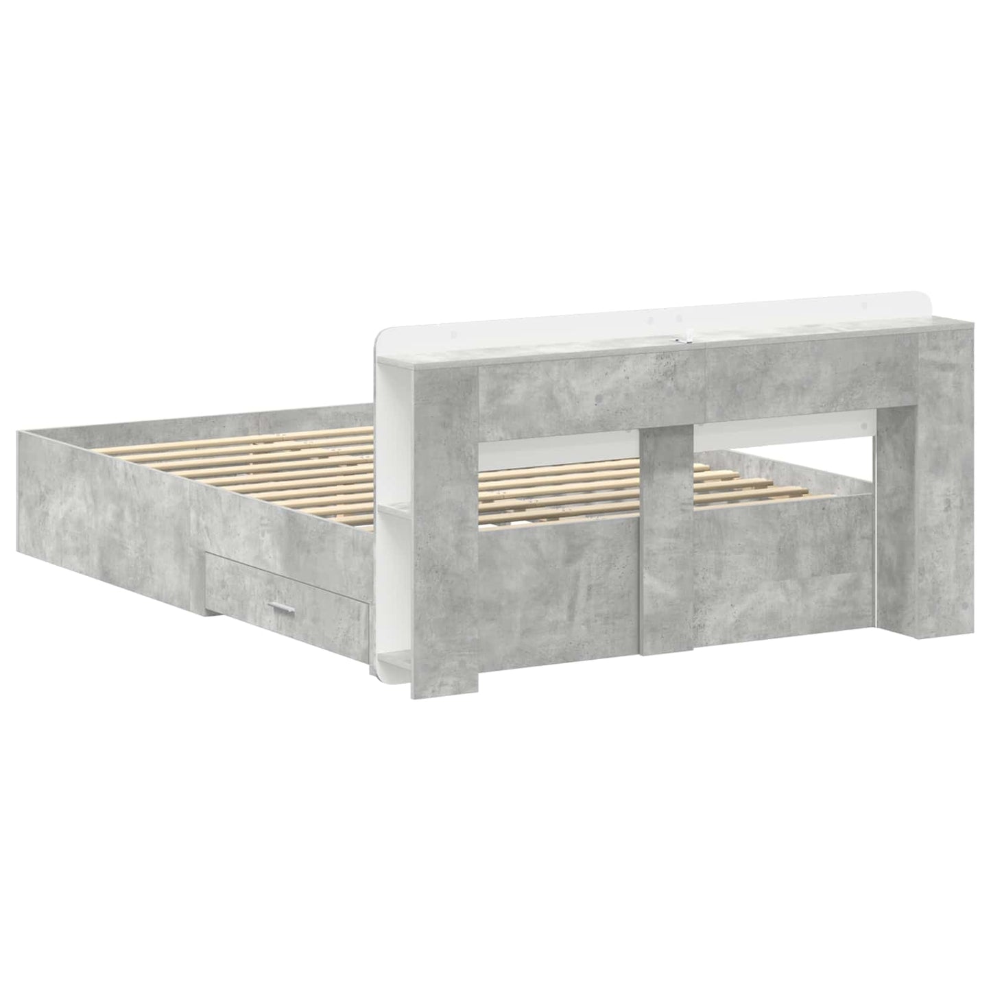 Sengeramme med oppbevaring Betonggrå 160 x 200 cm