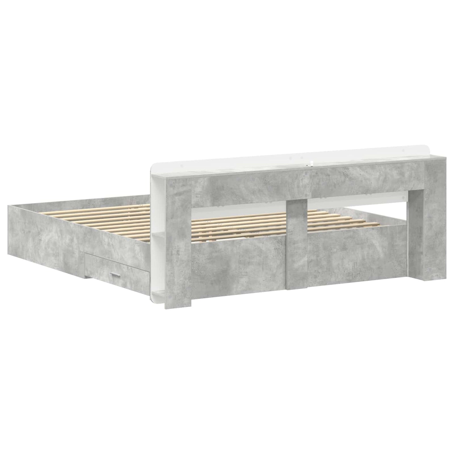 Sengeramme med oppbevaring Betonggrå 200 x 200 cm