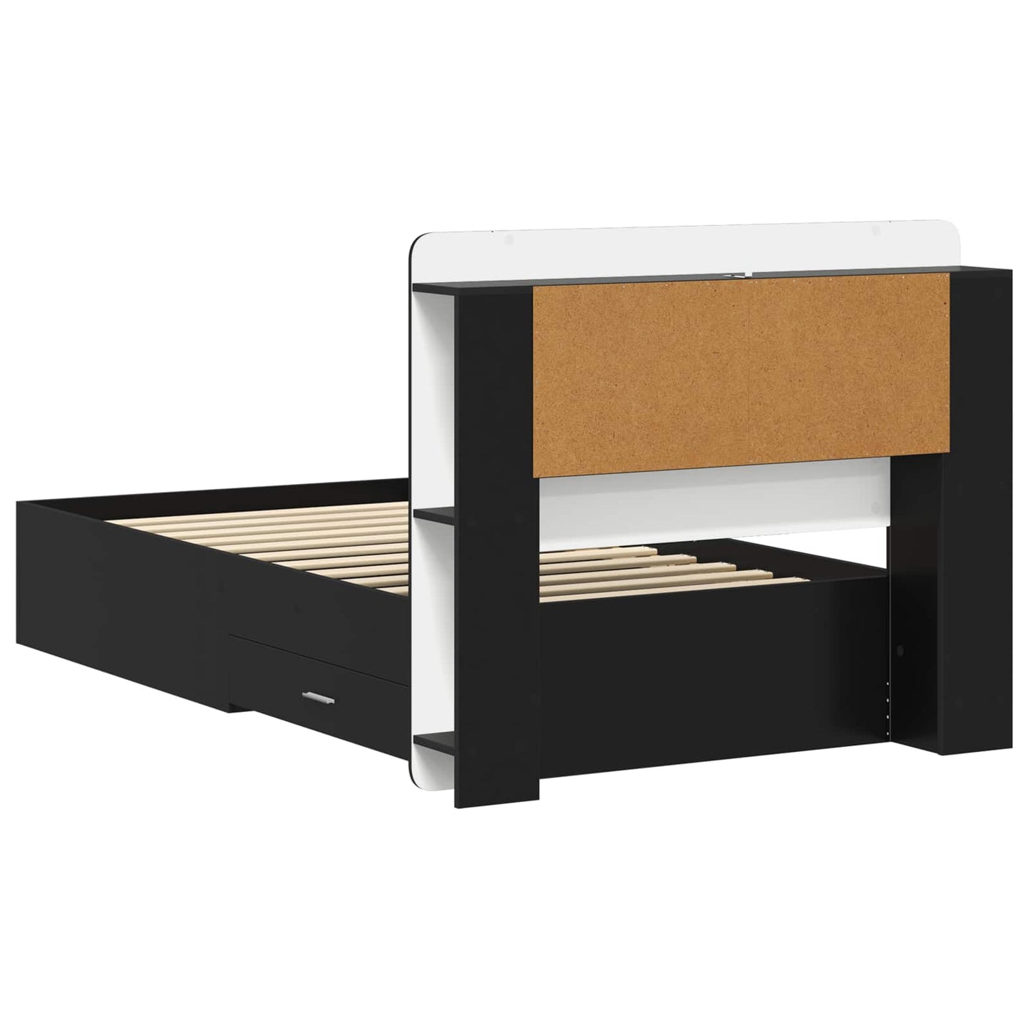 Sengeramme med oppbevaring Svart 75 x 190 cm Konstruert tre
