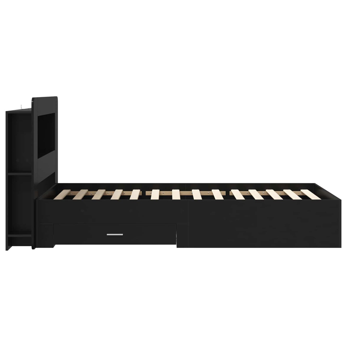 Sengeramme med oppbevaring Svart 75 x 190 cm Konstruert tre
