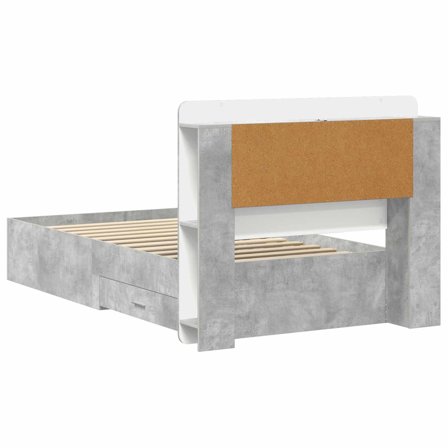 Sengeramme med oppbevaring Betonggrå 75 x 190 cm Konstruert tre