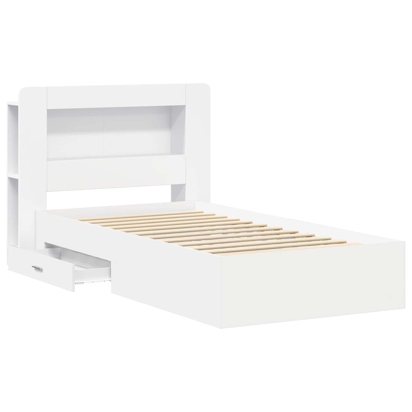 Sengeramme med oppbevaring Hvit 80 x 200 cm Konstruert tre