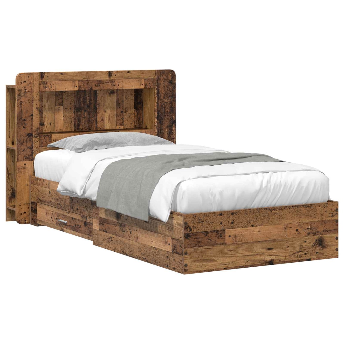 Sengeramme med oppbevaring Gammelt tre 90 x 190 cm