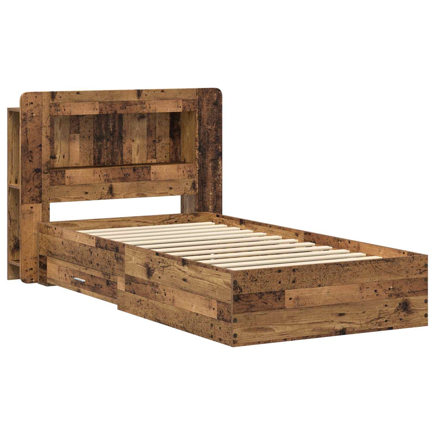 Sengeramme med oppbevaring Gammelt tre 90 x 190 cm