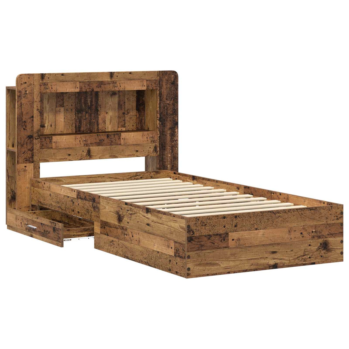 Sengeramme med oppbevaring Gammelt tre 100 x 200 cm