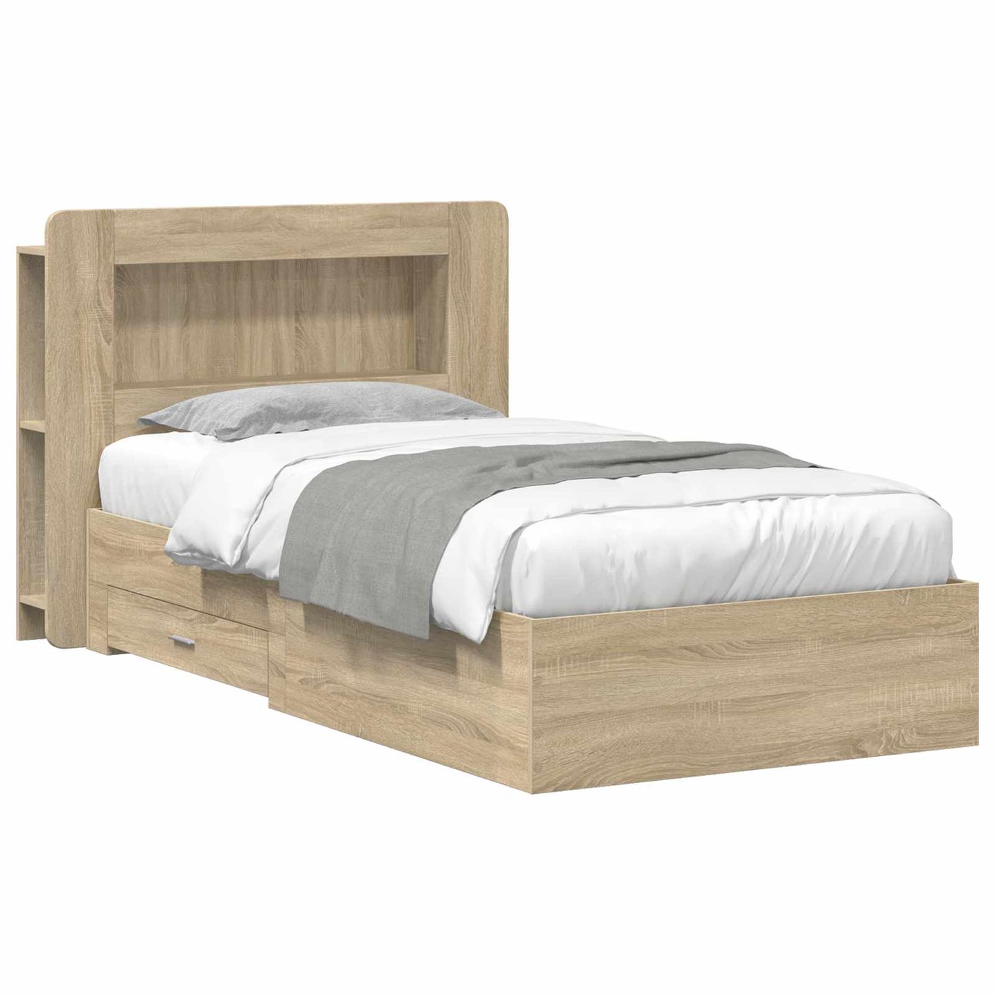 Sengeramme med oppbevaring Sonoma eik 100 x 200 cm
