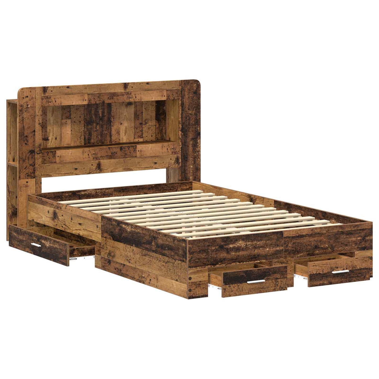 Sengeramme med oppbevaring Gammelt tre 120 x 190 cm