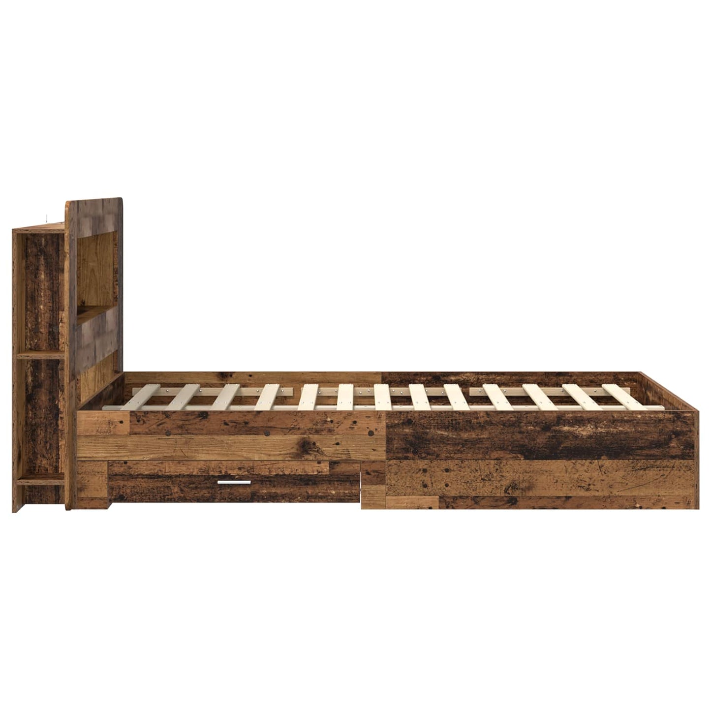 Sengeramme med oppbevaring Gammelt tre 120 x 190 cm
